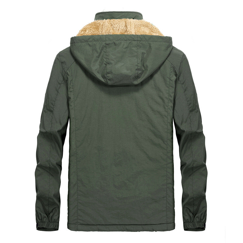 Herren Utility-Kapuzenjacke mit durchgehendem Reißverschluss und warmem Kunstfellfutter Echo Archiv