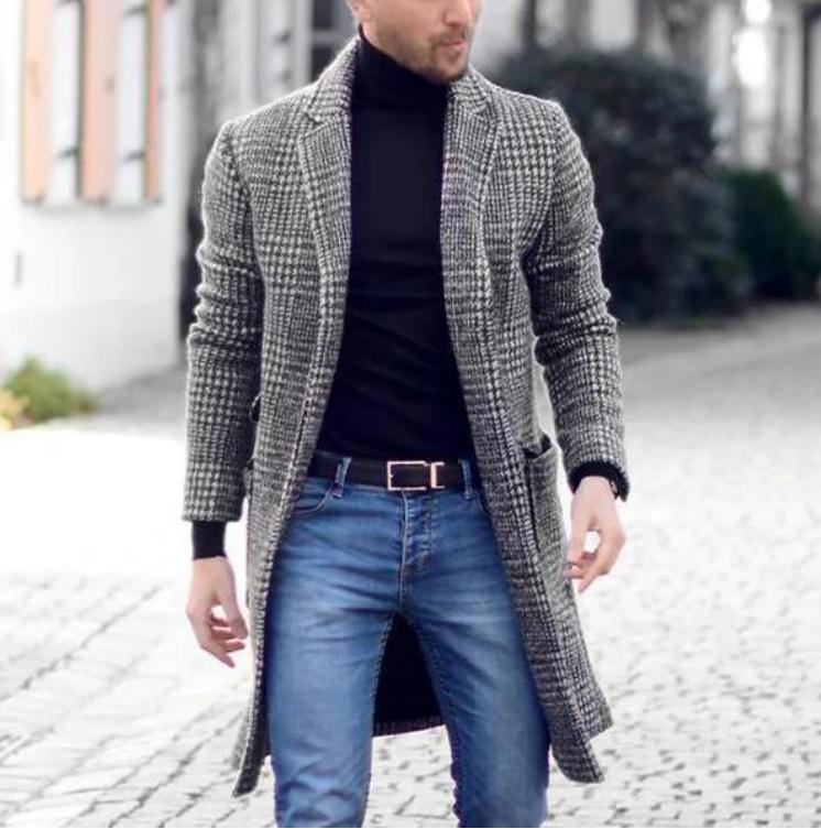 Herren eleganter Langblazer mit klassischem Karomuster und modernen Details Echoarchiv