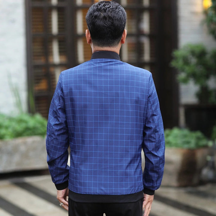 Herren modische Freizeitjacke mit geometrischem Muster und durchgehendem Reißverschluss Echoarchiv