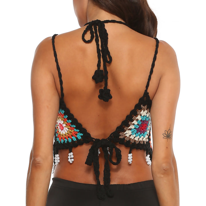 Damen Häkel-Crop-Top mit einzigartigem Muster Echo Archiv