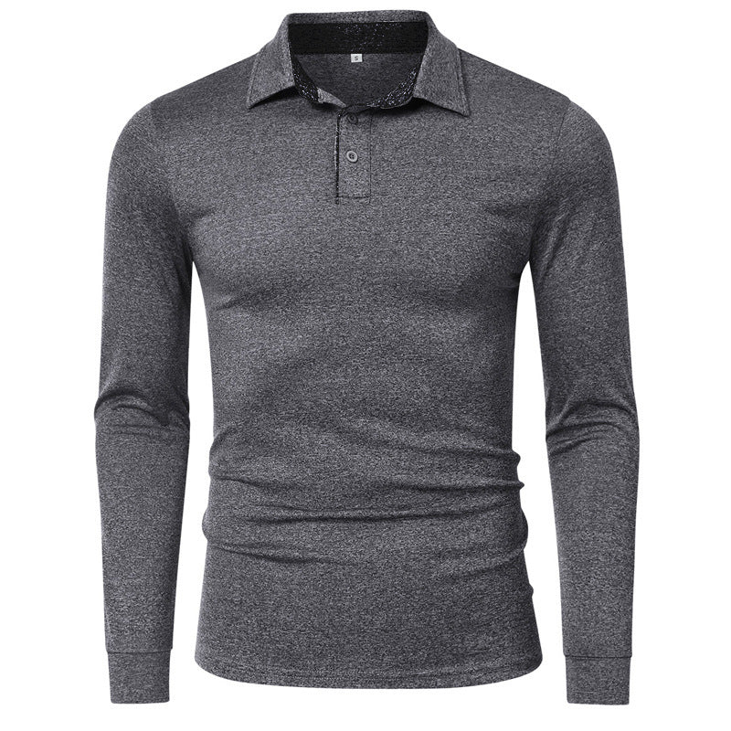 Herren langärmliges Casual Polohemd mit atmungsaktiver Struktur Echoarchiv