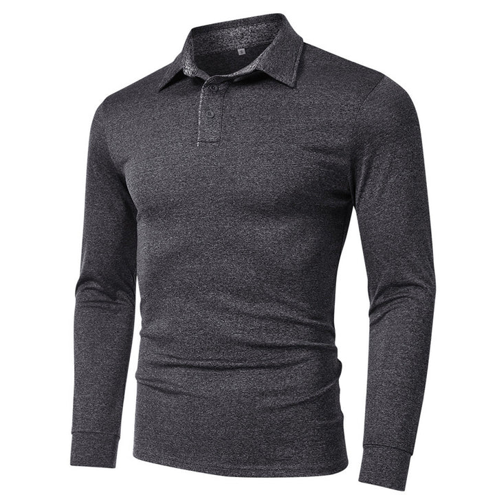 Herren langärmliges Casual Polohemd mit atmungsaktiver Struktur Echoarchiv