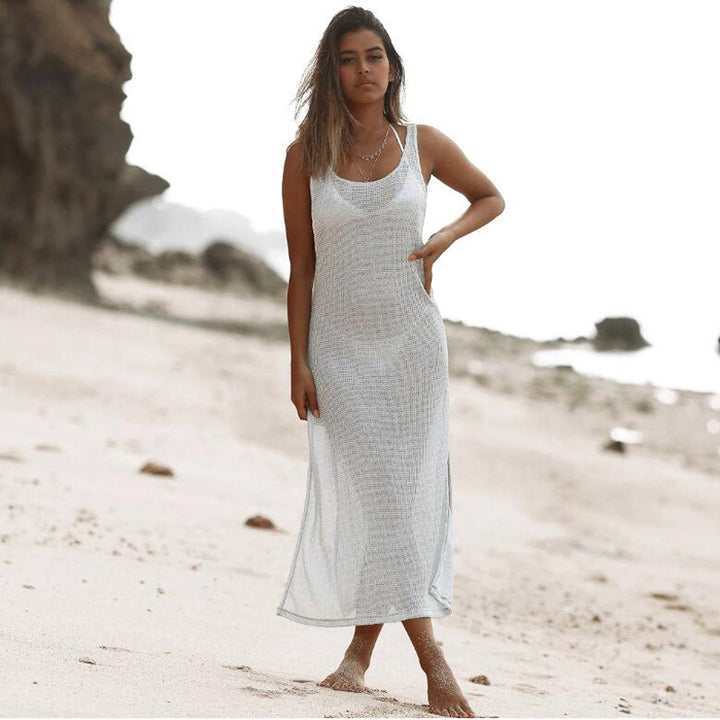 Damen Elegante Häkel-Strandrobe mit asymmetrischem Schnitt Echo Archiv