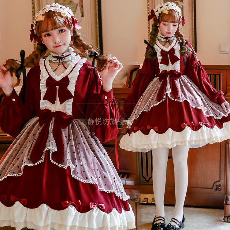 Damen Lolita-Kleid mit ausgefallenen Rüschendetails und Schleifen Echo Archiv