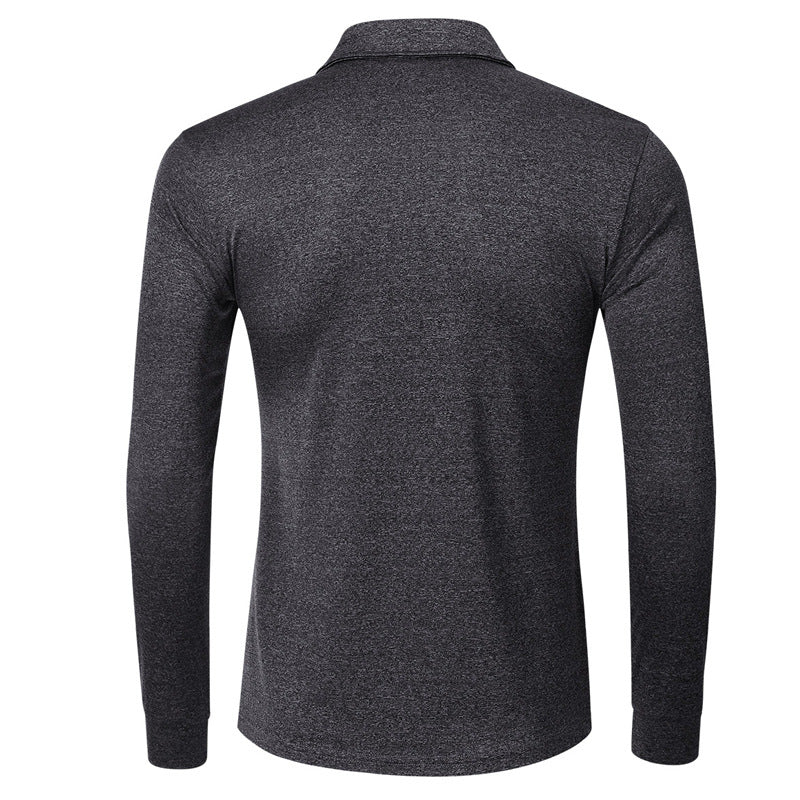Herren langärmliges Casual Polohemd mit atmungsaktiver Struktur Echoarchiv