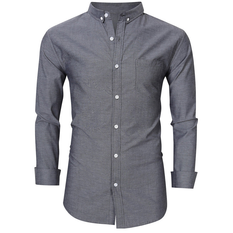 Herren Stilvolles Langarm-Hemd mit modernem Button-Down Kragen und Brusttasche Echoarchiv