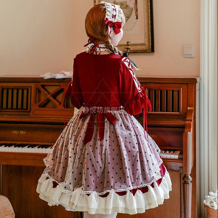 Damen Lolita-Kleid mit ausgefallenen Rüschendetails und Schleifen Echo Archiv