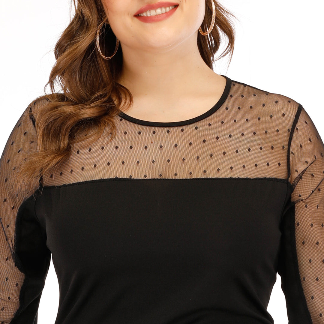 Damen Kleid mit transparenten Puffärmeln und Punktmuster Echo Archiv