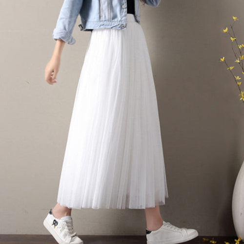Echoarchiv weiß drapierter Tüllrock für Damen, bauschiger Damenmode, süßer Tüllrock, weiß, Honey Girl