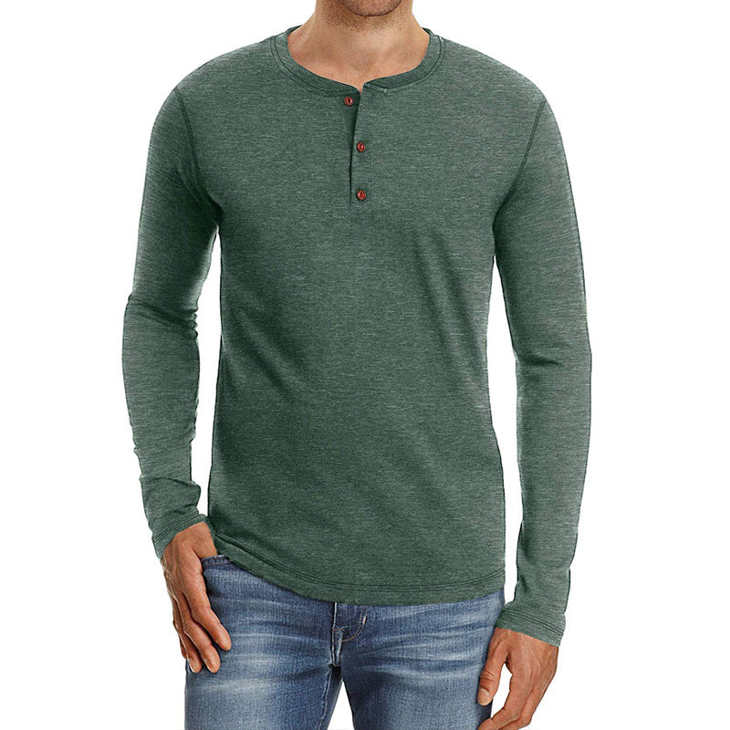 Herren Langärmliges Henley-Shirt mit atmungsaktivem Material und modischen Knöpfen Echoarchiv