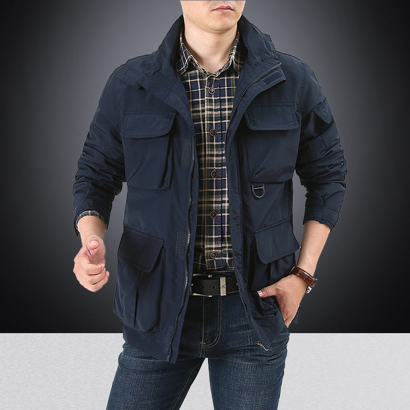 Herren nan multifunktionale Utility-Fieldjacke mit zahlreichen Klapp- und Reißverschlusstaschen sowie D-Ring Echo Archiv