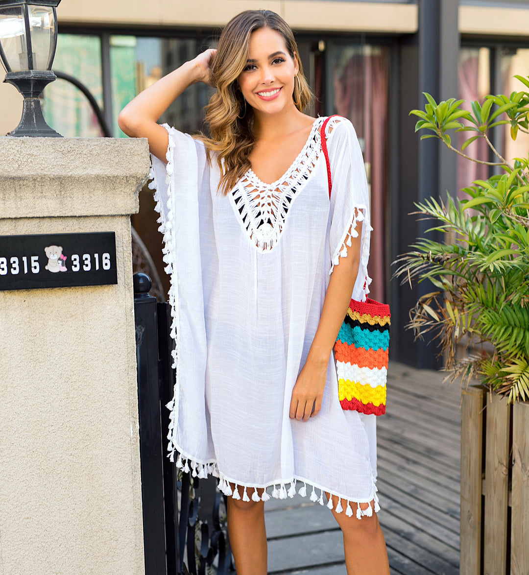 Damen luftiger Kaftan mit Fransen Echo Archiv