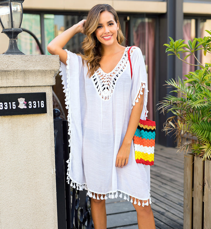 Damen luftiger Kaftan mit Fransen Echo Archiv