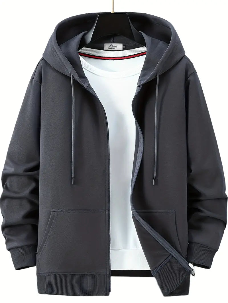 Echoarchiv - Lässiger Herbst Full Zip Hoodie mit Kordelzug für Männer
