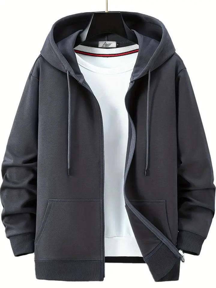Echoarchiv - Lässiger Herbst Full Zip Hoodie mit Kordelzug für Männer