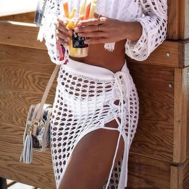 Damen eleganter Häkel-Strandsarong mit fransigem Abschluss Echo Archiv