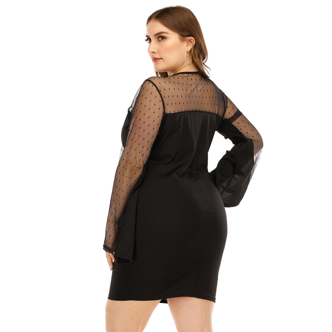 Damen Kleid mit transparenten Puffärmeln und Punktmuster Echo Archiv