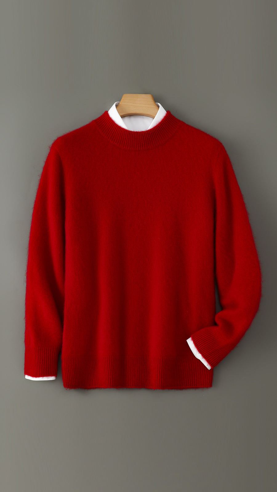 Herren-Wollpullover, Rundhals, einfarbig, Business-Casual