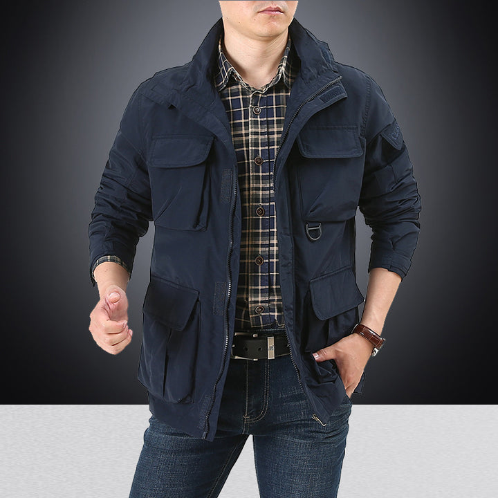 Herren nan multifunktionale Utility-Fieldjacke mit zahlreichen Klapp- und Reißverschlusstaschen sowie D-Ring Echo Archiv