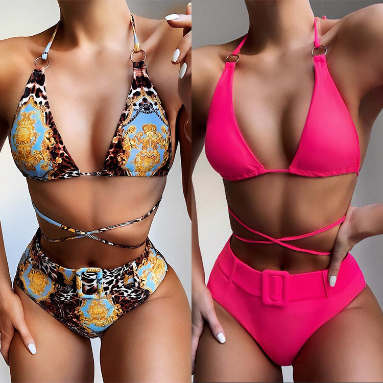 Damen Triangel-Bikini mit verstellbaren Trägern und hochsitztendem Bund Echo Archiv
