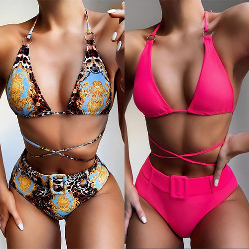 Damen Triangel-Bikini mit verstellbaren Trägern und hochsitztendem Bund Echo Archiv
