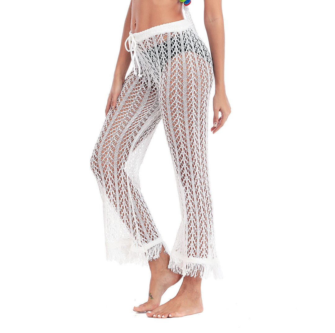 Damen Häkelstrickhose mit fransigen Säumen und hohem Bund Echo Archiv