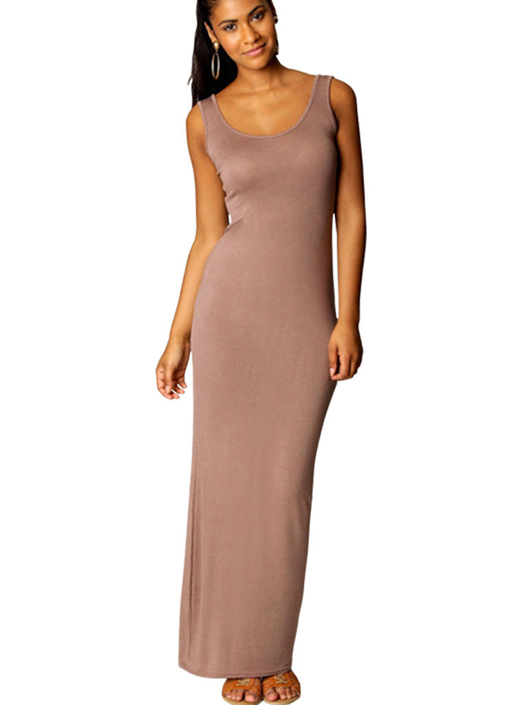 Damen Maxikleid Aus Weichem Jersey mit Tiefem Rundhalsausschnitt Echoarchiv