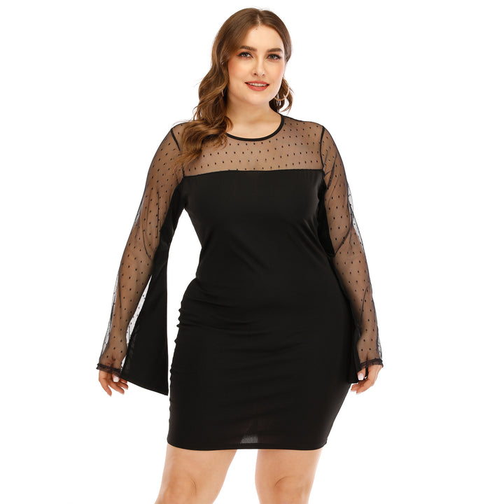 Damen Kleid mit transparenten Puffärmeln und Punktmuster Echo Archiv
