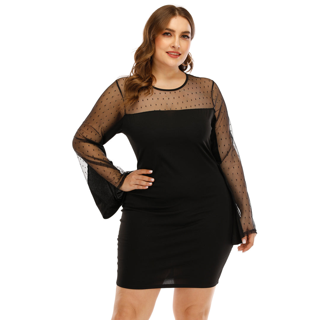 Damen Kleid mit transparenten Puffärmeln und Punktmuster Echo Archiv