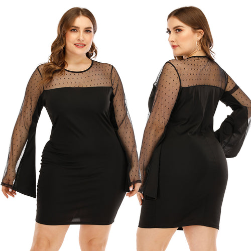 Damen Kleid mit transparenten Puffärmeln und Punktmuster Echo Archiv