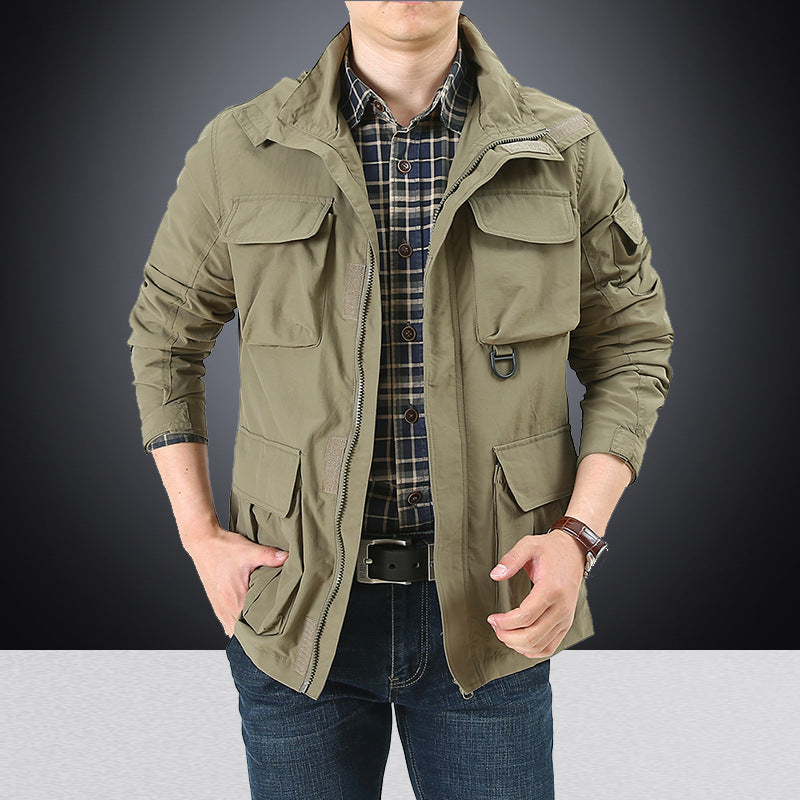 Herren nan multifunktionale Utility-Fieldjacke mit zahlreichen Klapp- und Reißverschlusstaschen sowie D-Ring Echo Archiv
