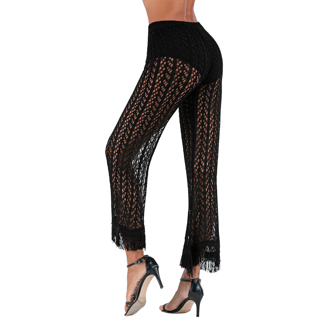 Damen Häkelstrickhose mit fransigen Säumen und hohem Bund Echo Archiv