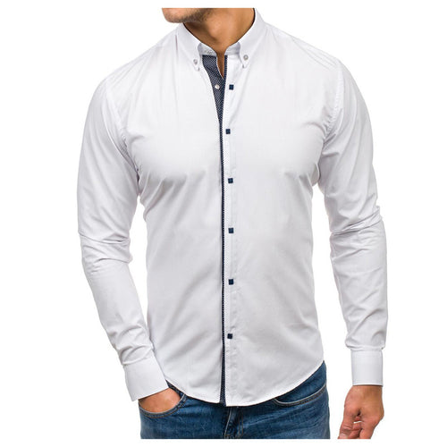 Herren Langarm-Hemd mit modernem Stehkragen und eleganter Knopfleiste Echoarchiv