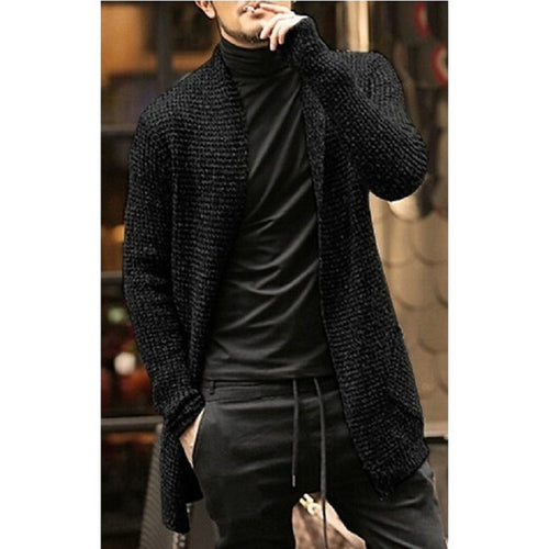 Herren Grober Strickcardigan mit offenem Design und modernen Details Echoarchiv