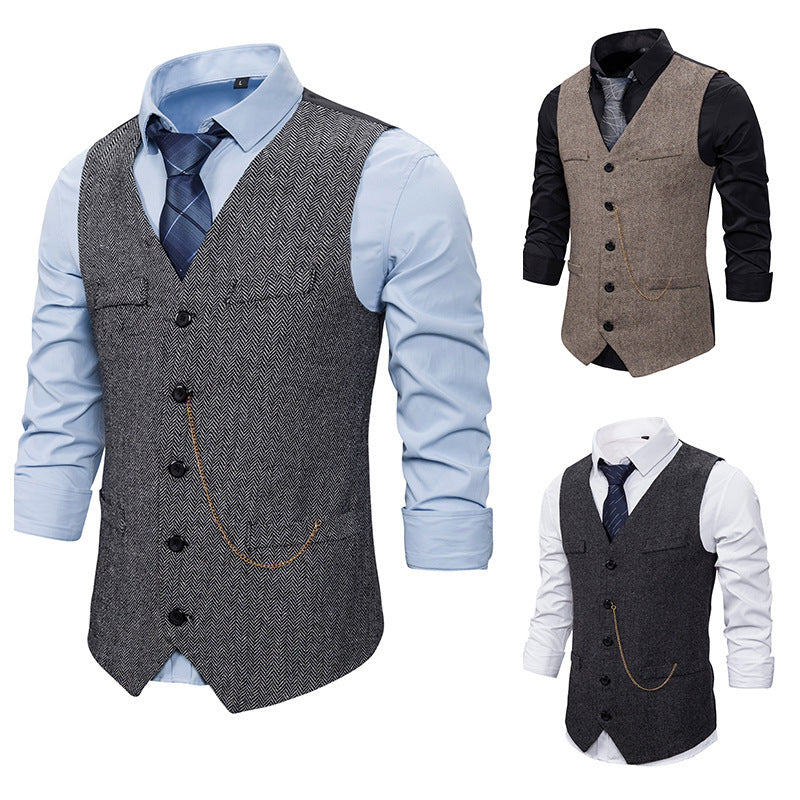 Herren elegante Anzugweste im klassisch-modernen Stil mit praktischen Taschen Echoarchiv