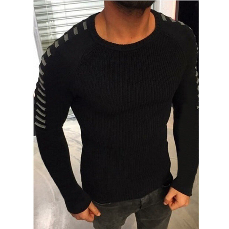 Herren Figurbetonter Rippstrick-Pullover mit Kontraststreifen an den Ärmeln Echo Archiv