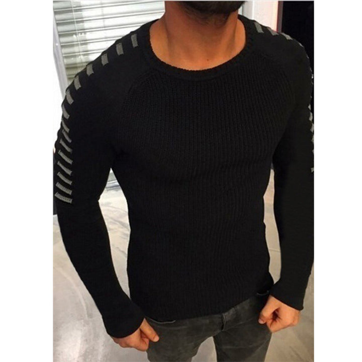 Herren Figurbetonter Rippstrick-Pullover mit Kontraststreifen an den Ärmeln Echo Archiv
