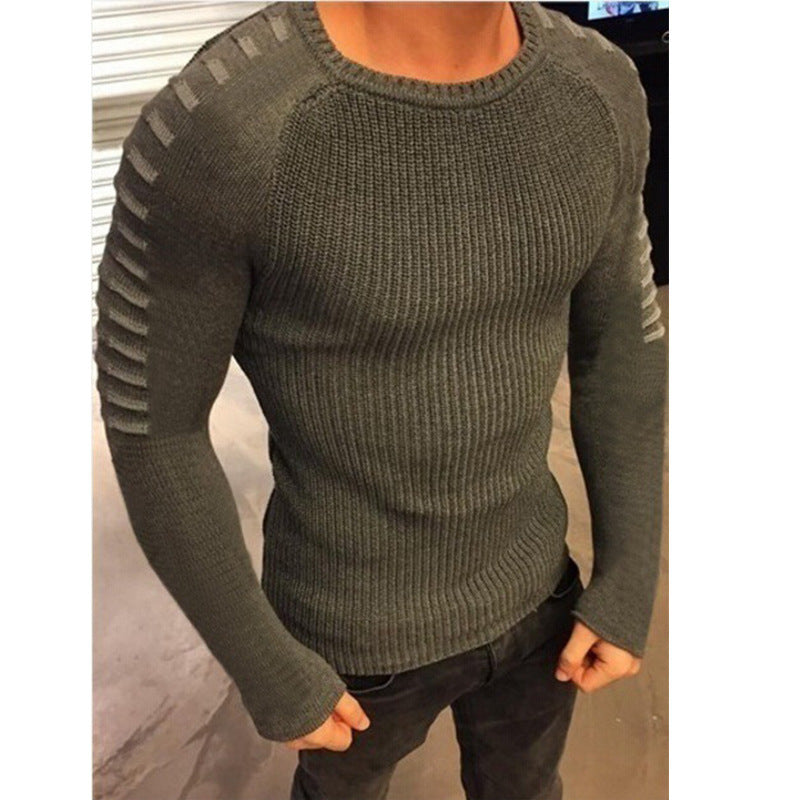 Herren Figurbetonter Rippstrick-Pullover mit Kontraststreifen an den Ärmeln Echo Archiv