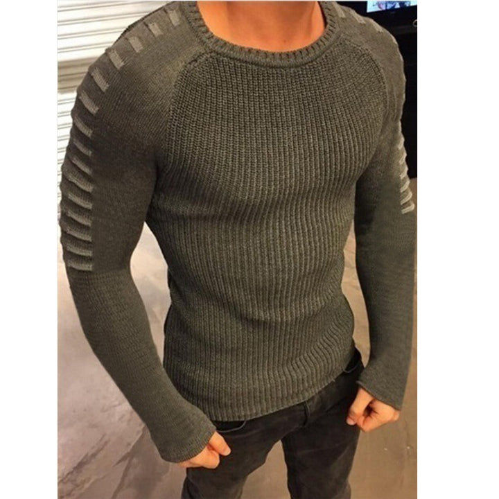 Herren Figurbetonter Rippstrick-Pullover mit Kontraststreifen an den Ärmeln Echo Archiv