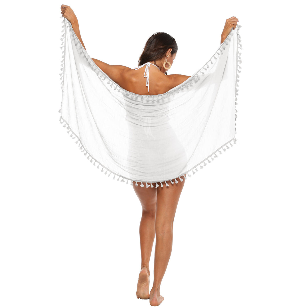 Damen luftiger Strand-Sarong mit verspielten Quasten Echo Archiv