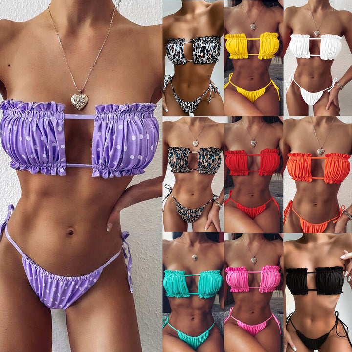 Damen Bandeau-Bikini-Set mit verstellbaren Rüschendetails Echo Archiv