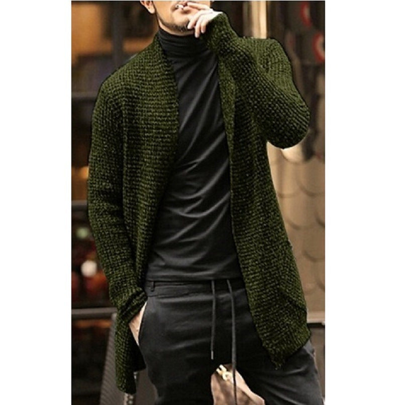 Herren eleganter Strickcardigan mit offener Front und lässigem Schnitt Echoarchiv