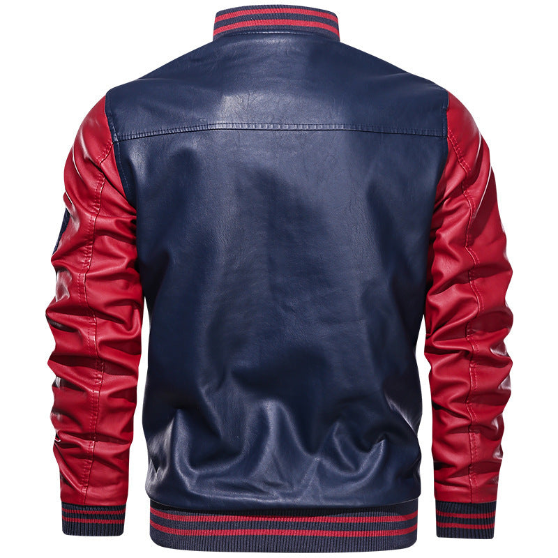 Herren Sportliche Lederjacke mit Kontrastfarben Echo Archiv