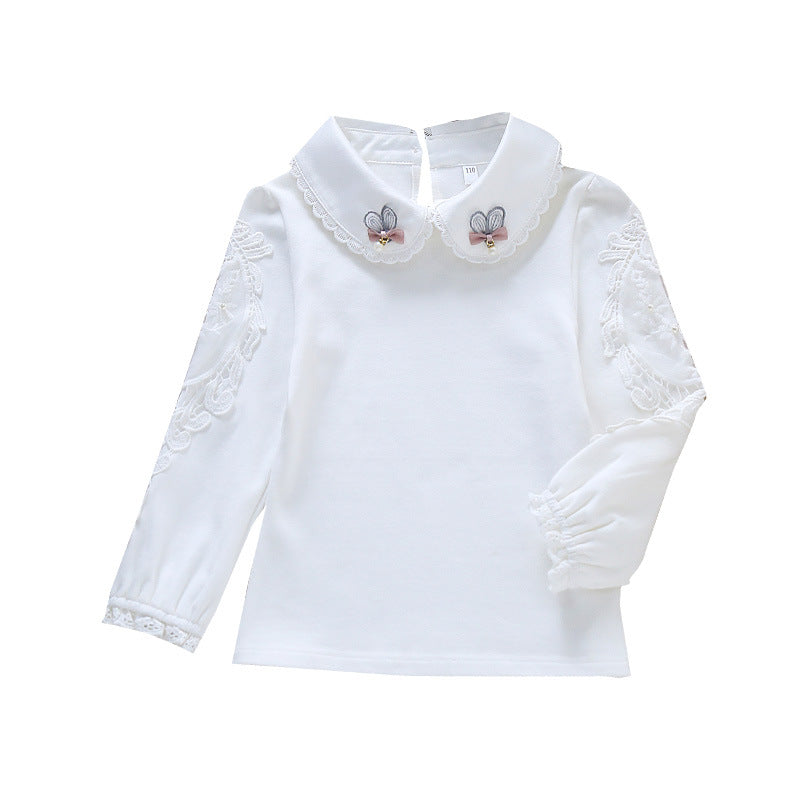 Mädchen Bluse mit besticktem Kragen und zarten Tüllärmeln Echo Archiv