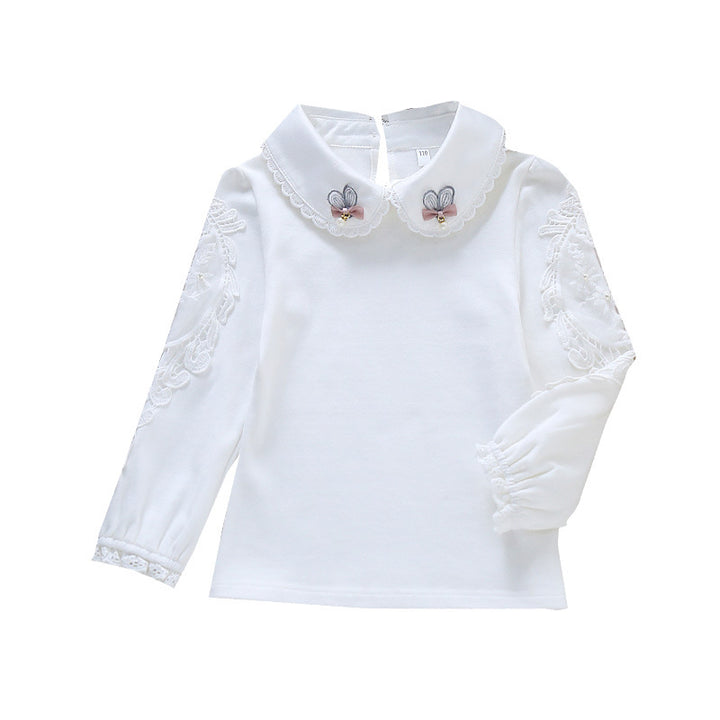 Mädchen Bluse mit besticktem Kragen und zarten Tüllärmeln Echo Archiv