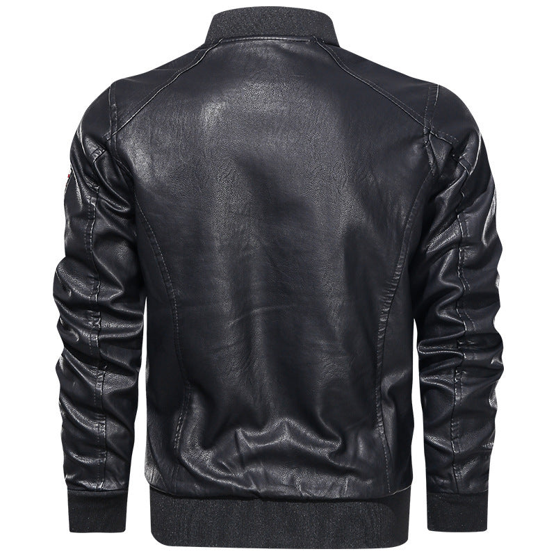 Herren modische Lederjacke mit gesticktem Patch Echo Archiv