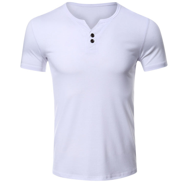 Herren Kurzarmshirt mit innovativem Henley-Ausschnitt und weichem Baumwollmix Echoarchiv