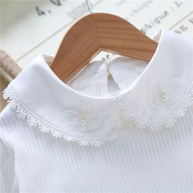 Damen festliche Bluse mit Tüllärmeln und besticktem Kragen Echo Archiv
