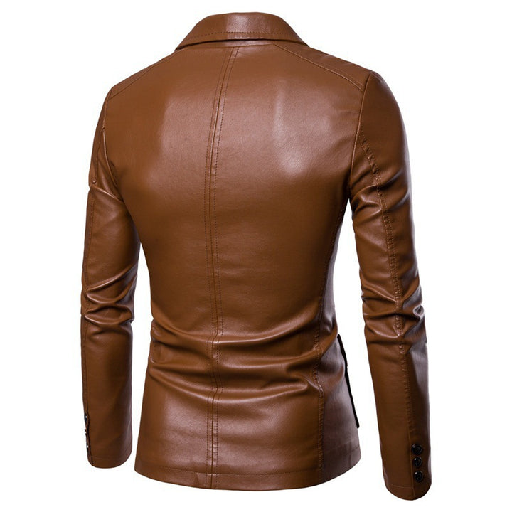 Herren eleganter Kunstlederblazer mit schlankem Schnitt Echoarchiv