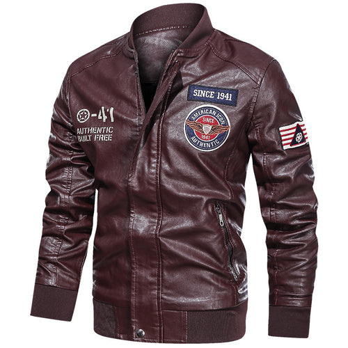 Herren modische Lederjacke mit gesticktem Patch Echo Archiv